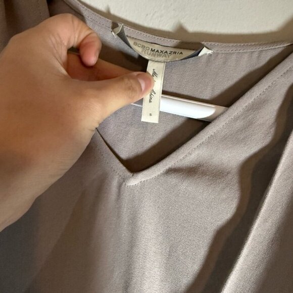 BCBGMaxAzria Runway Gray and Black Asymmetrical Tailored Dress - Picture 8 of 11